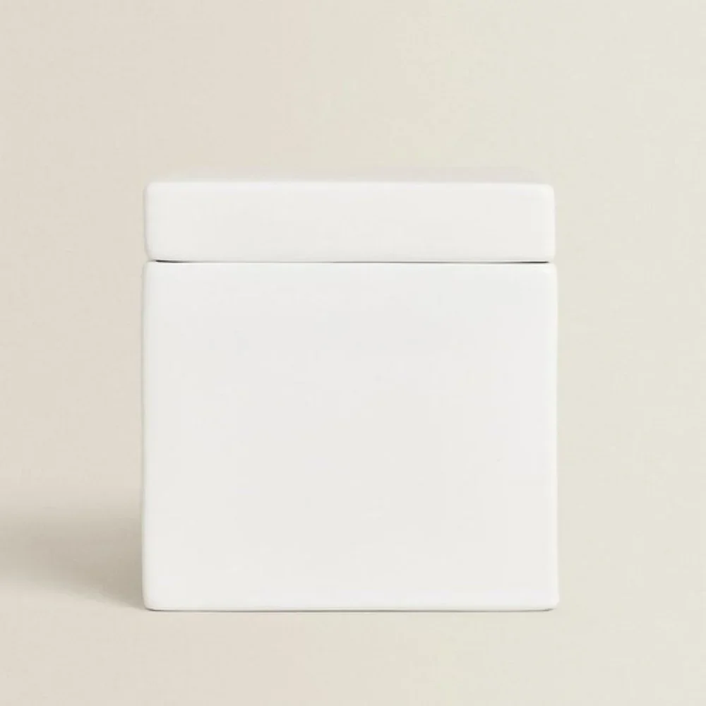 NEW Zara Home 3 Piece WHITE EARTHENWARE JAR and DISH SET